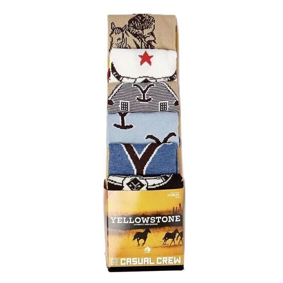Yellowstone TV Show Series 6 Pair CREW SOCK Men Size 8-12 Bioworld - Picture 1 of 5